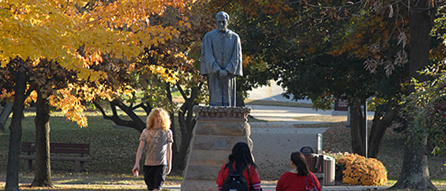 Delyte Morris statue on Southern Illinois University Carbondale campus